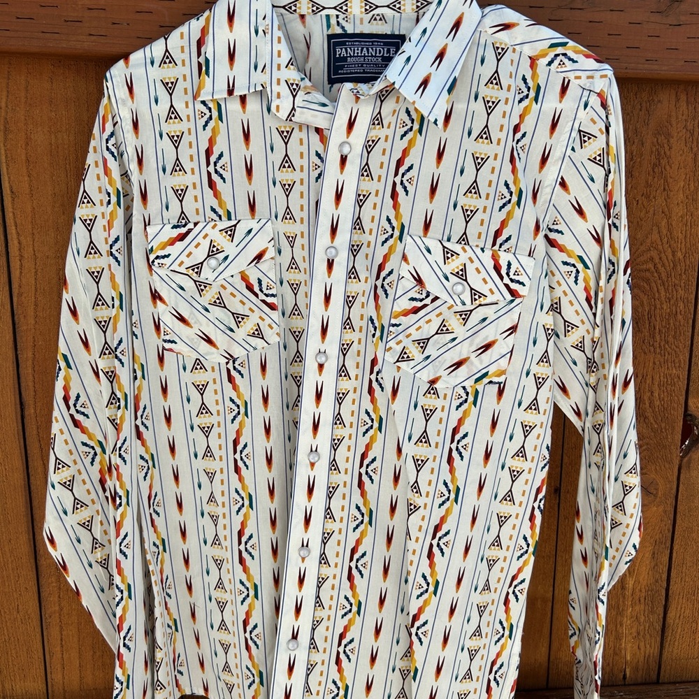 Panhandle Slim Red and Orange Casual Button Down Shirt